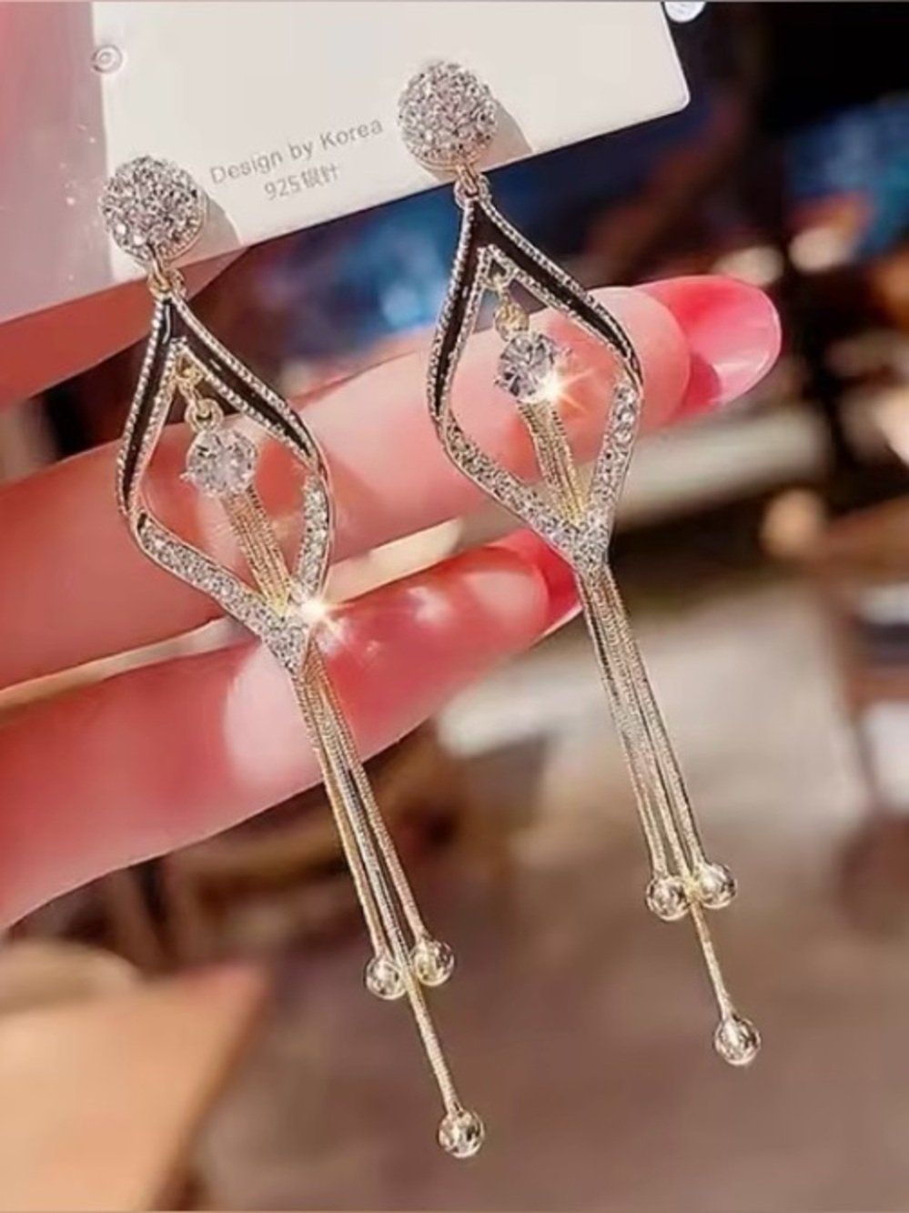 Elegant Gold-Tone Crystal Drop Earrings 925 sterling silver post NWT